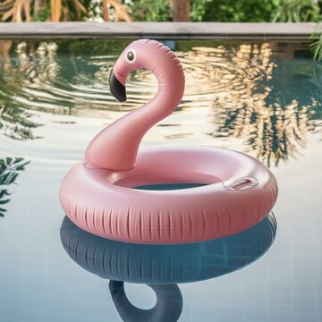 Bou&eacute;e en forme de flamand rose dans une piscine