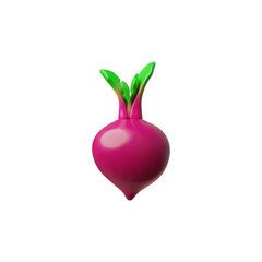 Realistic vector 3D illustration of beetroot with leaves.