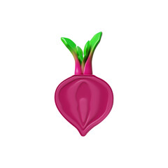 3D icon of fresh beet half, vegetarian food. Isolated background.
