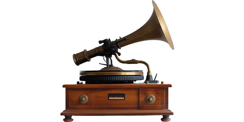 old gramophone isolated on transparent background