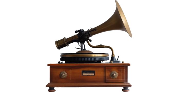 old gramophone isolated on transparent background