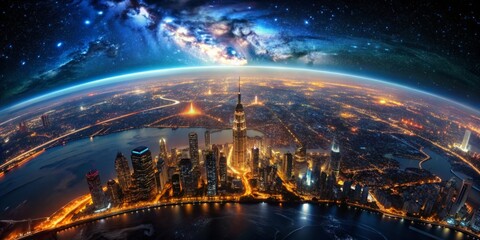 Night Cityscape Under a Starry Sky