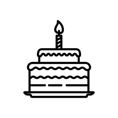 birthday cake icon vector in line style
