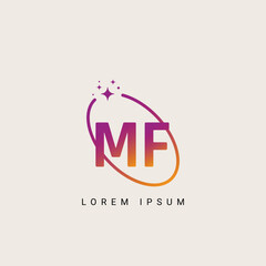 MF FM unique logo vector template illustration