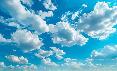 White Fluffy Clouds in a Vibrant Blue Sky