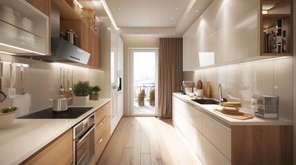 Fototapeta premium clean interior design of modern kitchen, home. different angles, professional photography