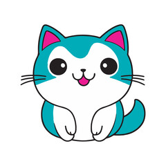Illustration of a cute cat vector sticker, cute kitty