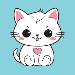 Cute baby cat. Vector illustration for baby shower, greeting card, party invitation, fashion clothes t-shirt print