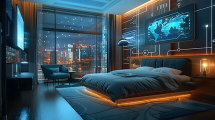 Smart Hotel Room with Voice Activated Controls and Personalized Guest Settings