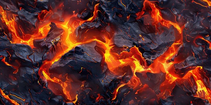 Lava texture fire background rock volcano magma molten hell hot flow flame pattern seamless