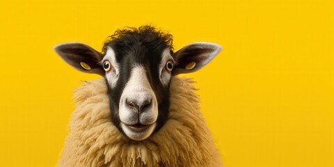 Fototapeta premium Close-Up Portrait of a Curious Sheep