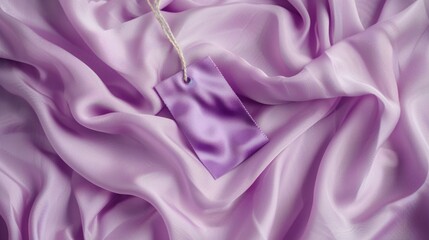 Obraz premium Lilac Tag on the Lilac dress. Cloth label tag Lilac mockup.