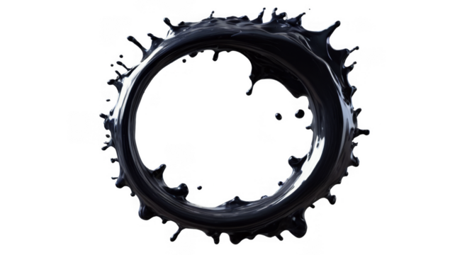 Abstract black in splash, paint, brush strokes, stain grunge isolated on white background, Japanese style