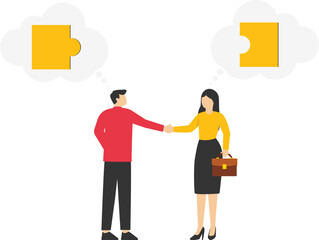 Offer solutions to solve problems, consultant or manager advice to team members, finish or complete missing piece to fit the job concept, businessmen offer missing jigsaw piece to complete the puzzle.
