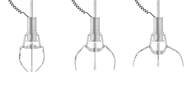 Grabbing claw for toy arcade in different positions set realistic vector illustration