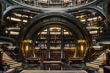 The grand library of Krypton with floating bookshelves