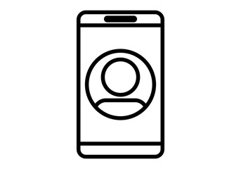 Icono negro de smartphone o teléfono móvil con agenda de contactos