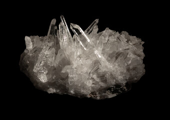  quartz mineral on black, isolated