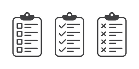Clipboard with checklist icon in flat style. Planning and organization of work vector illustration on isolated background. Document sign business concept.
