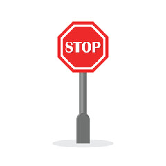 Stop sign icon in flat style. Traffic control vector illustration on isolated background. Attention sign business concept.