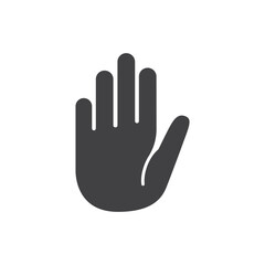 Stop sign with hand icon in flat style. Traffic control vector illustration on isolated background. Attention sign business concept.