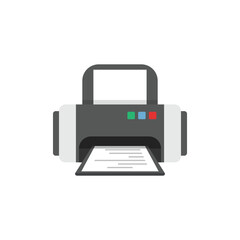 Printer icon in flat style. Office machine vector illustration on isolated background. Printout sign business concept.