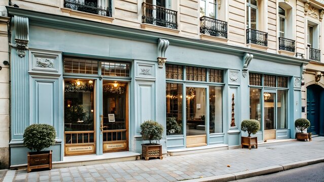 Vintage Parisian Storefront Facade - Classic Template of Old World Charm in the Heart of Paris