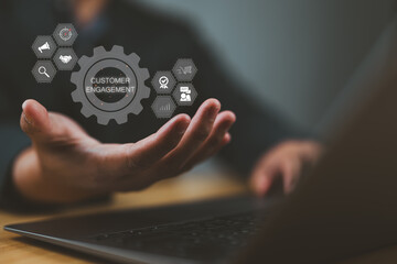 Customer engagement concept. Target customer, buyer persona and customer behavior. Businessman...