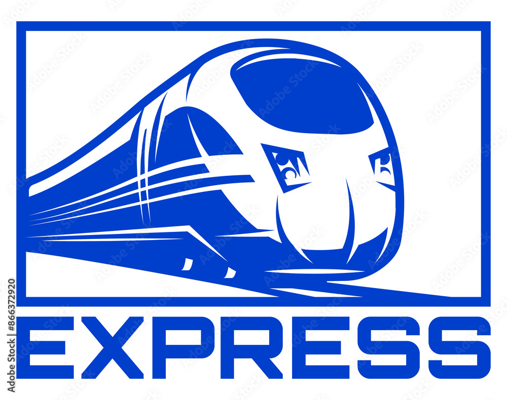 Wall mural passenger high-speed train. vector blue template