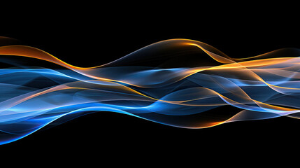 Abstract glowing wave lines isolated on black background