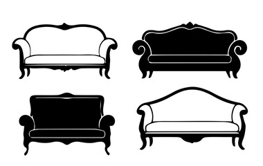 Vintage Couch Silhouette Icon vector