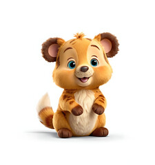 Fototapeta premium An adorable cartoon cheetah cub with bright eyes and a friendly smile, perfect for children's books, educational materials, or playful designs.