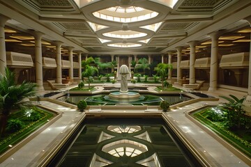 The Kryptonian palace of peace with its reflective pools and gardens