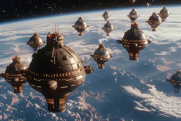 The Kryptonian planetary defense system with orbiting satellites