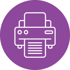 Printer line circle icon