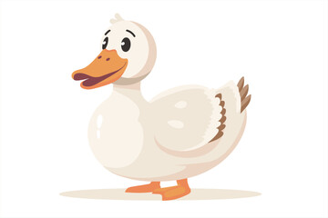 Happy Duck cartoon, isolated on a white background, Flat style cartoon vector illustration. cute duck vector illustration. with flat, cartoon, minimalist, 2d style isolated on white background. Duck.