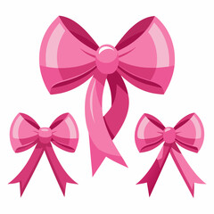 A collection of three pink bows displayed on a plain white backdrop