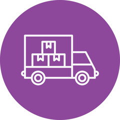 Cargo truck line circle icon