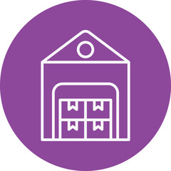 Warehouse line circle icon
