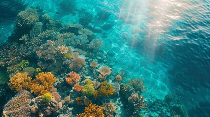 Fototapeta premium Underwater Coral Reef in Crystal Clear Water