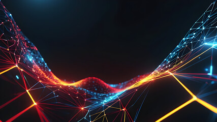 background of futuristic network mesh Waves with copy space