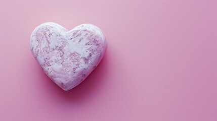 Fototapeta premium Minimalist design concept Trendy color palette with pink purple magenta lilac and white rustic heart on pink background from above
