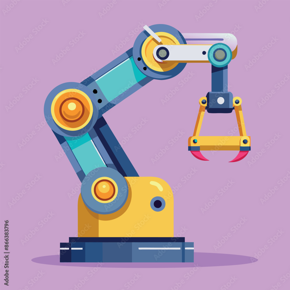 Poster robotic red arm for any manufacturing or industry task. mechatronic tools for intricate operations.