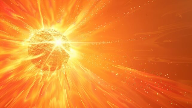 Fiery explosion with radiant light and energy burst