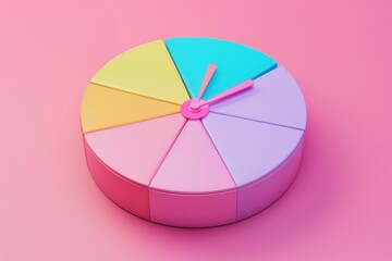 Obraz premium Colorful clock on a pink background in 3d style for fashion and beauty concept design
