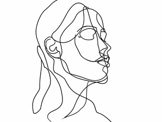 Symbolic And Abstract: Figure In Outline, Single Line Drawing In The Style Of One-Line