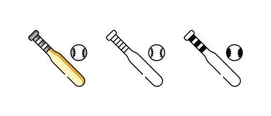 Baseball icons vector set stock illustration