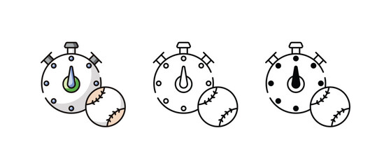 Baseball Time Watch icons vector set stock illustration