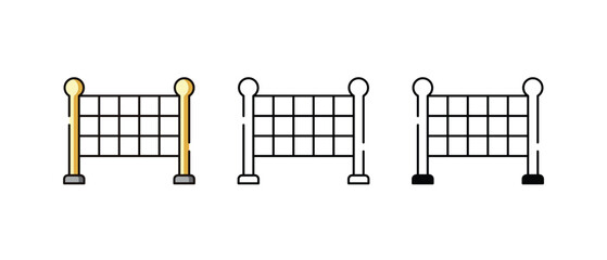 Outfield Fence icons vector set stock illustration