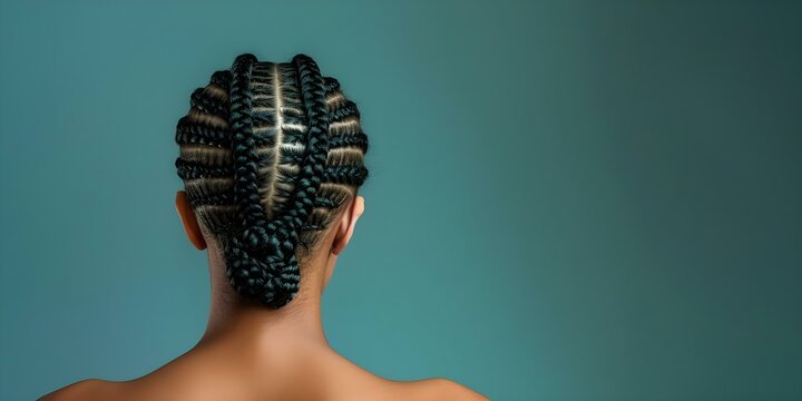 Woman with cornrow hairstyle photographed from the back. Concept Portrait Photography, Cornrow Hairstyle, Back View, Natural Hair, Black Women